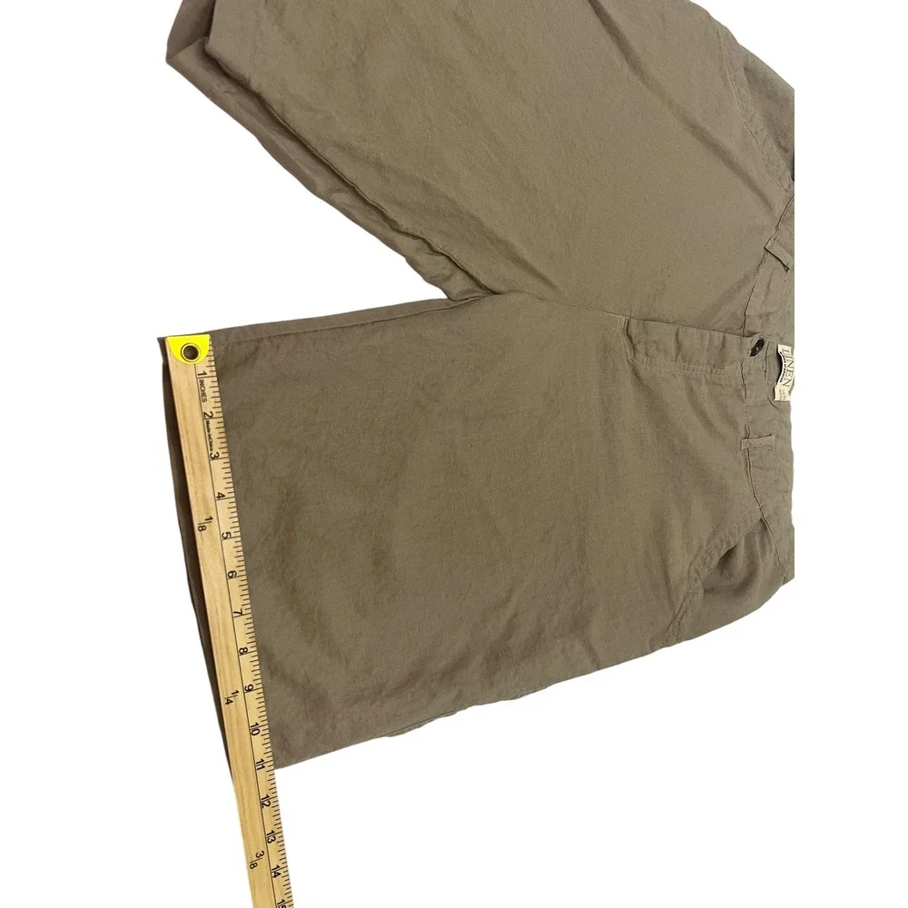Basic Editions Linen Blend Shorts Womens 2X Taupe Relaxed Pull-On 11in Inseam